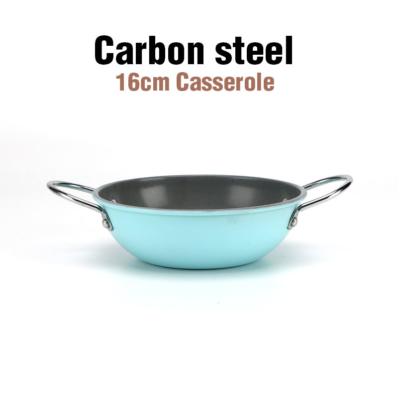 Carbon Steel Wok Pan excita Fry Pan Round Flat Botto01