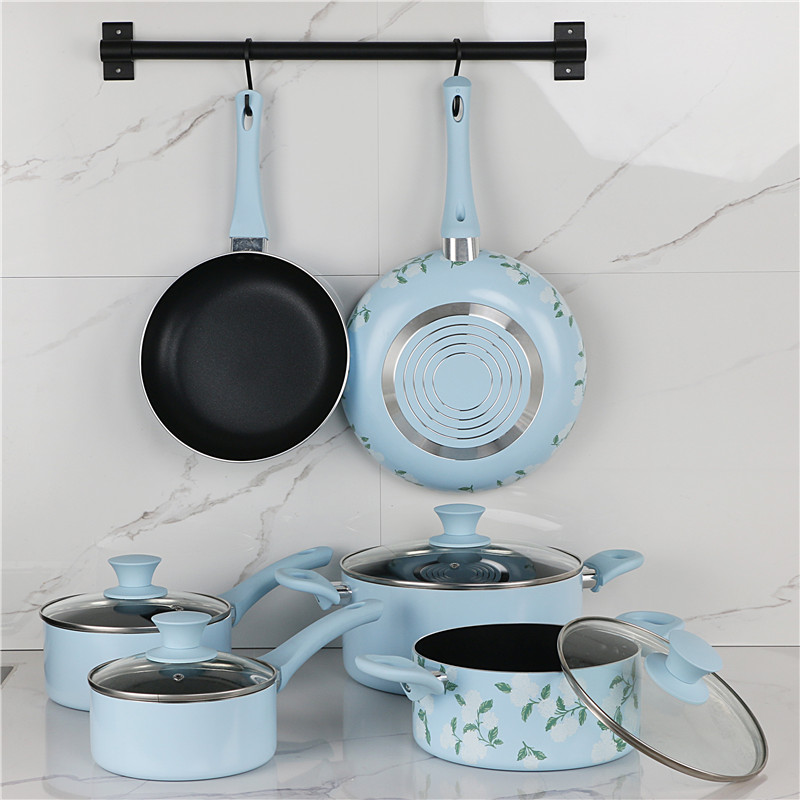 Cookware Set with Flower Decoration,non stick coating,soft touch handl05