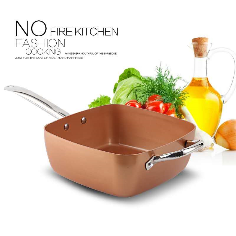 Copper 4 Piece Set Chef Cookware With Fry Basket& 02