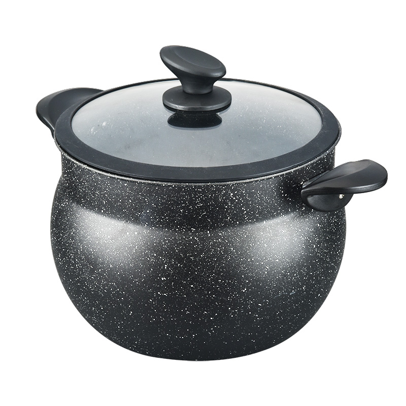 Aluminum Marble Coated Couscous Steam Pot with Glass Lid